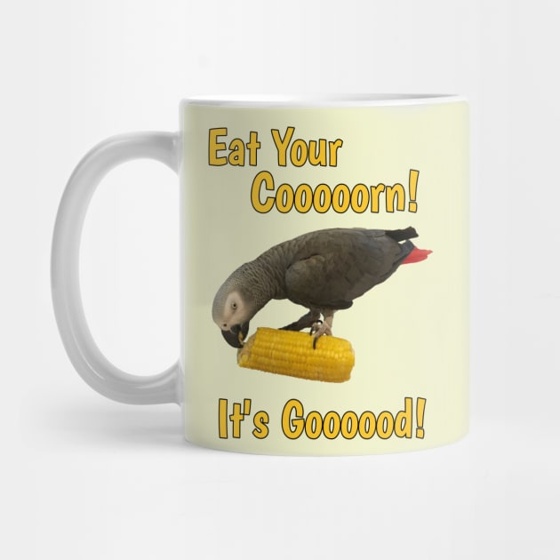 Eat Your Corn African Grey Parrot by Einstein Parrot